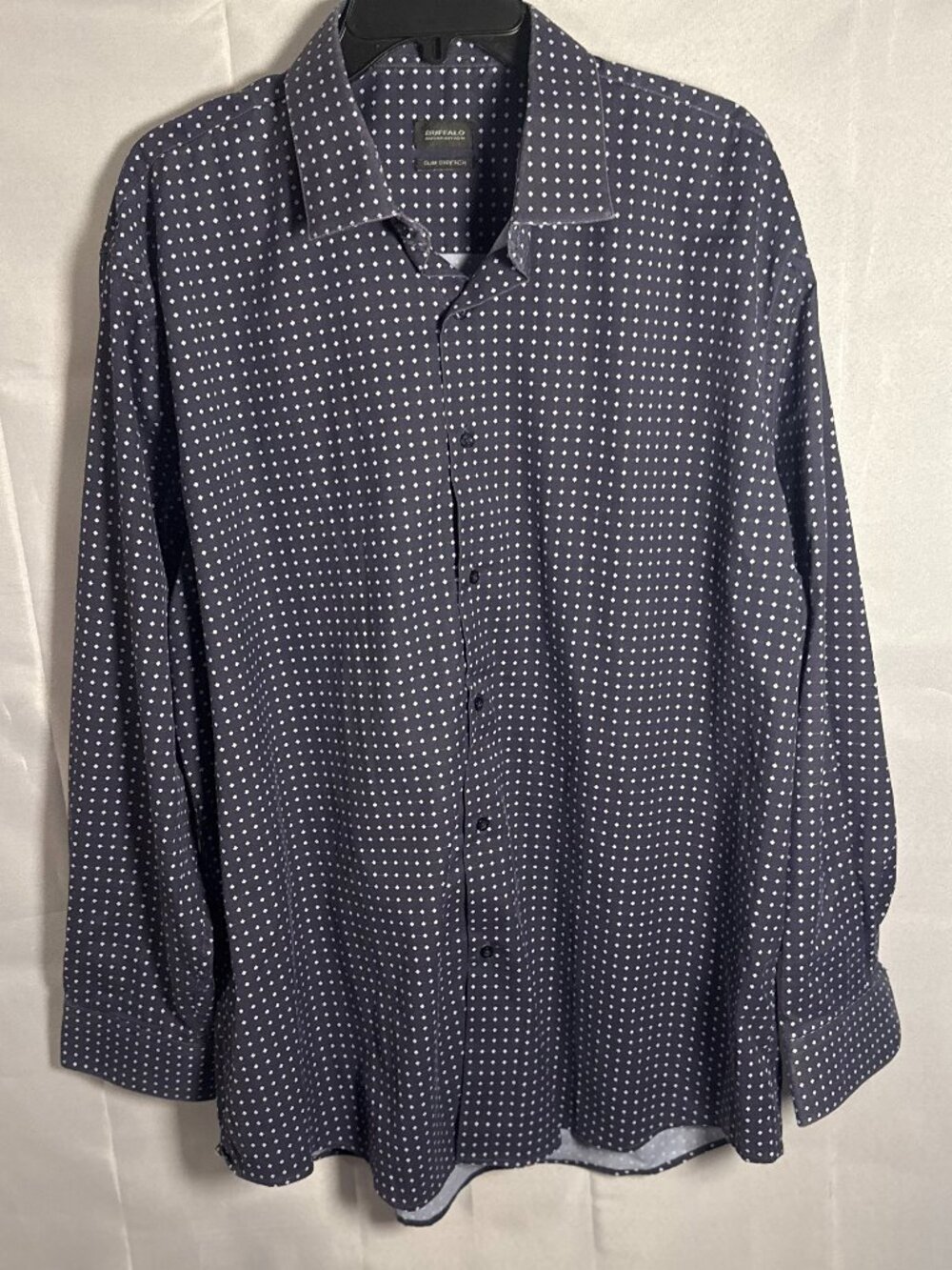 Buffalo David Bitton Men’s XL Slim Stretch Navy Geometric Long Sleeve Shirt